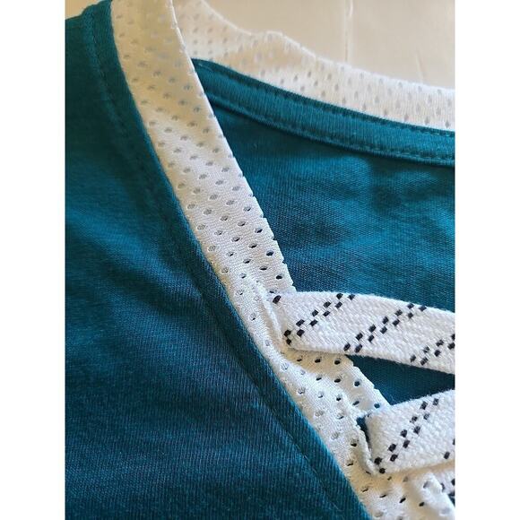 NHL San Jose Sharks Women T Shirt Short Sleeve Small 4/6 Teal Curved Hem - Picture 4 of 11